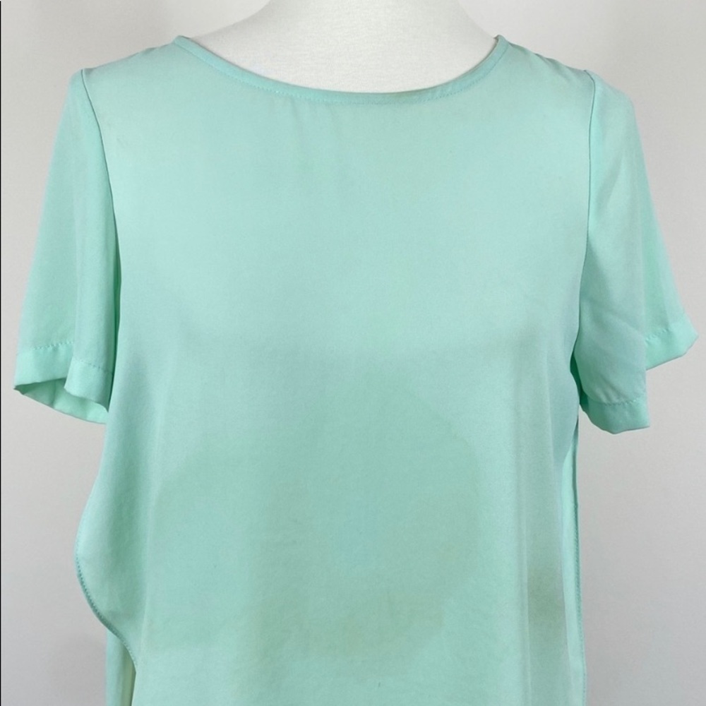 Topshop Blouse Short Sleeves Green Size 2 - Picture 4 of 9